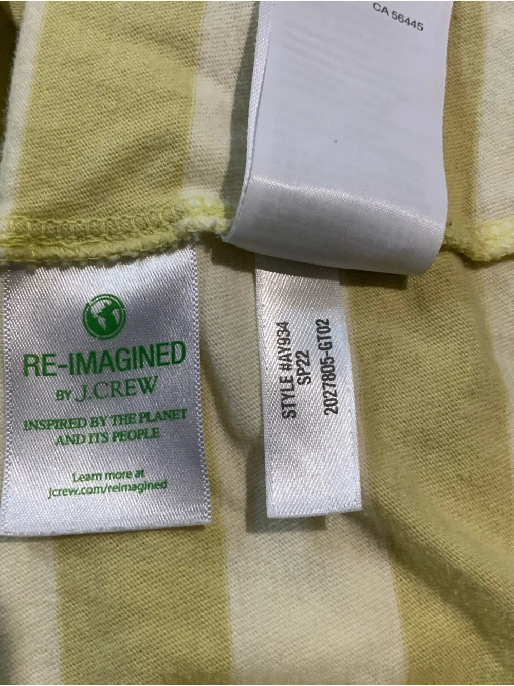 J. Crew Yellow and White Striped Crewneck Top
